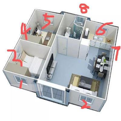 Erweiterbare Villa aus Leichtstahl Fertighaus für Bürogebäude Containerhaus