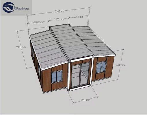 Verzinkte Stahlrahmen Containerhäuser Moderne Bewegliche Wohnflächen Klappfächer